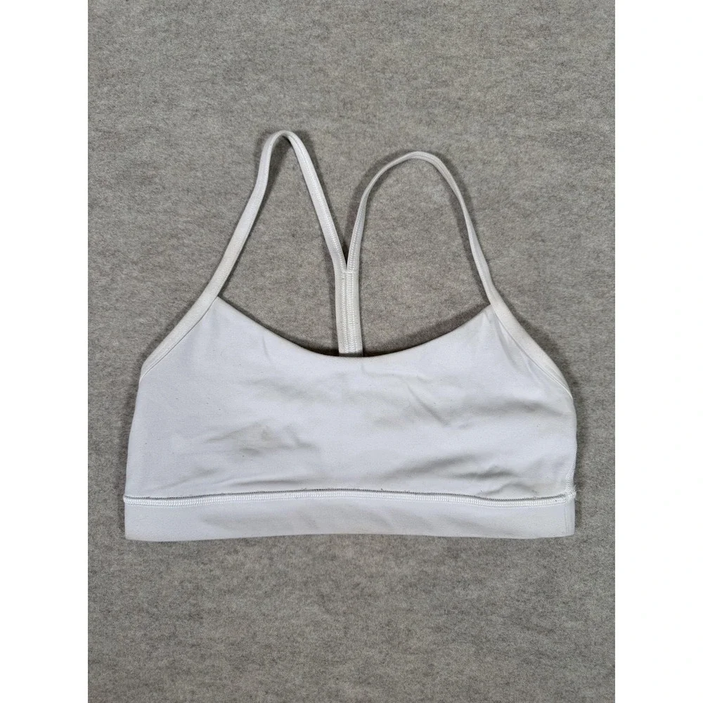 Lululemon Sports Bra Womens 8 White Racerback Stretch Yoga Athletic Gym Running
